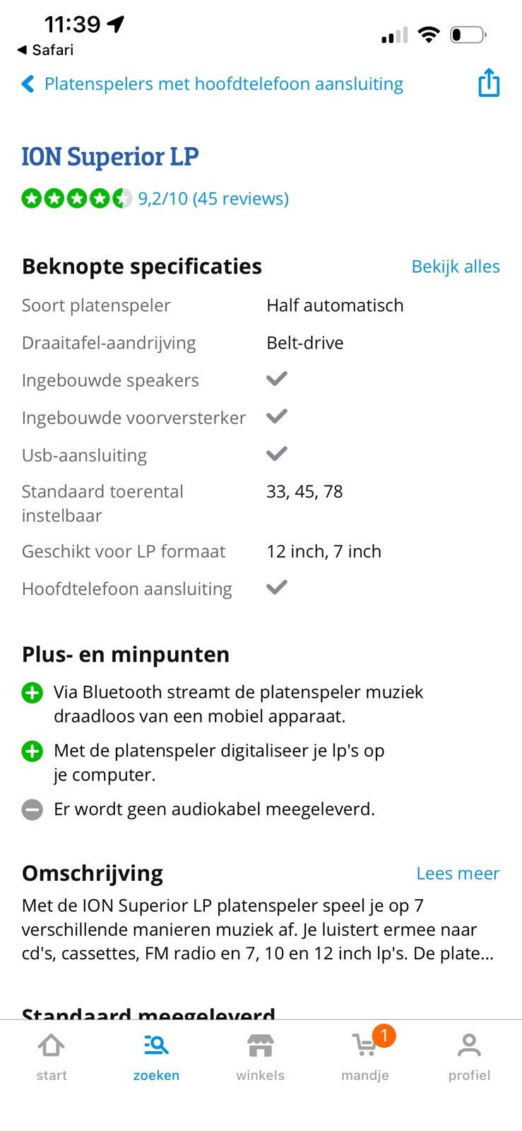 Radio Bluetooth platenspeler