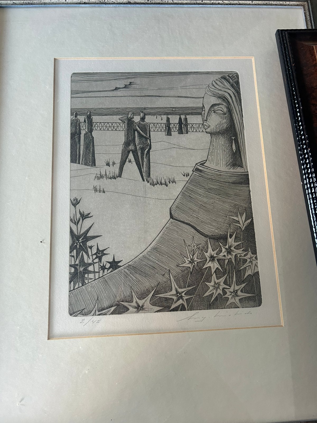 Expressieve Dynamische Schets / Litho van Paarden, Antiek en Kunst, Ophalen of Verzenden, Lithografie, Ingelijst