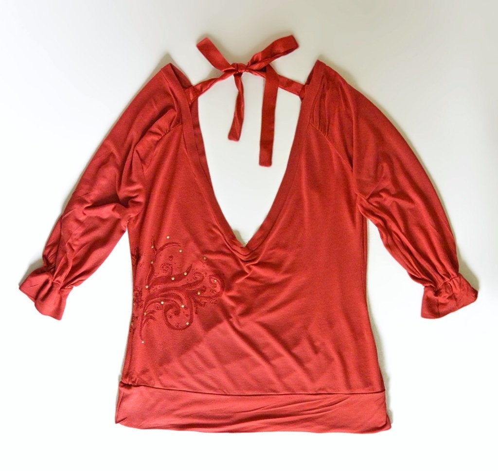 Sweat rouge coquelicot dos nu Freeman T. Porter T.S, Rouge, Taille 36 (S), Comme neuf, Manches longues