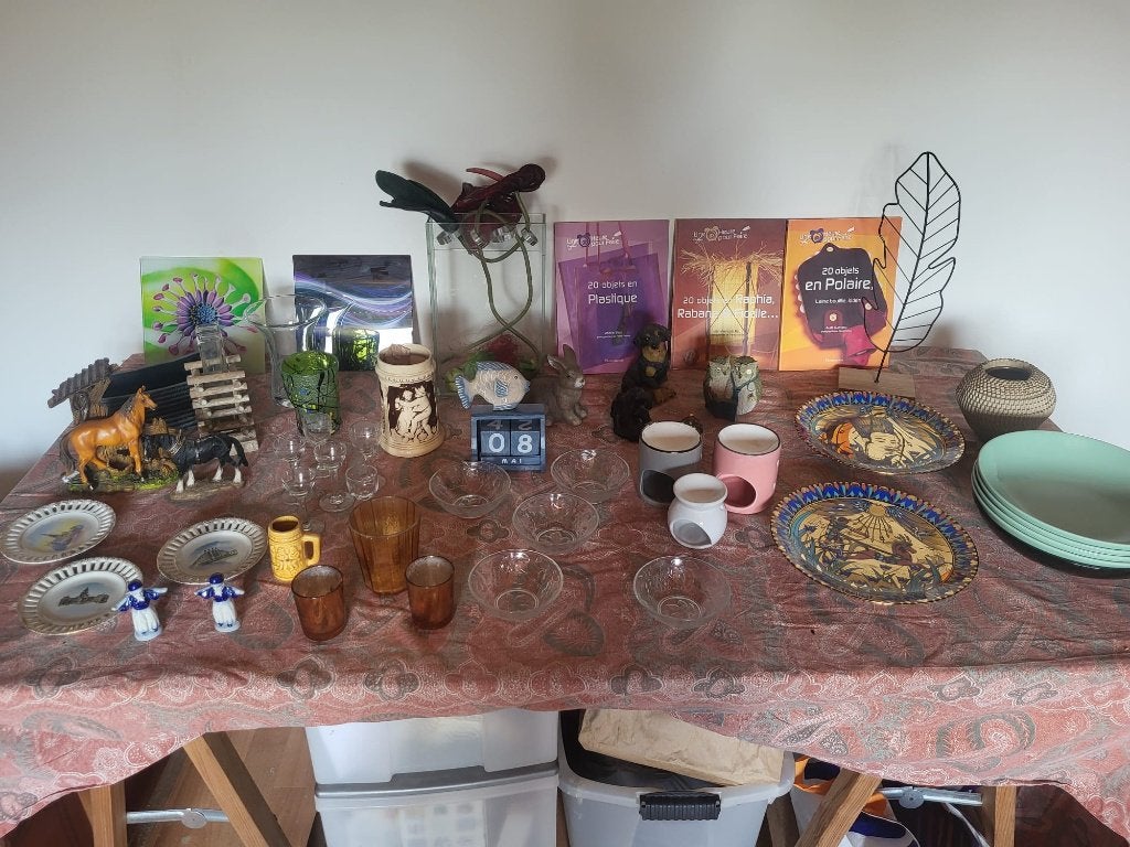 Lot brocante, vaisselle, déco, figurines animales, Enlèvement, Utilisé, Autres types
