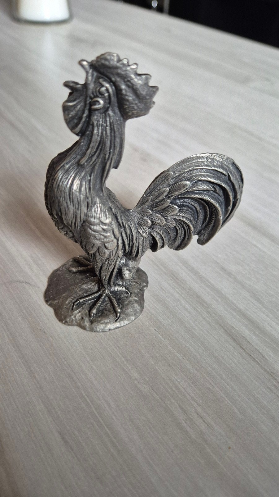 Statuette / Figurine de coq en étain massif 94% - Déco vint, Maison & Meubles, Vintage, Enlèvement ou Envoi, Métal
