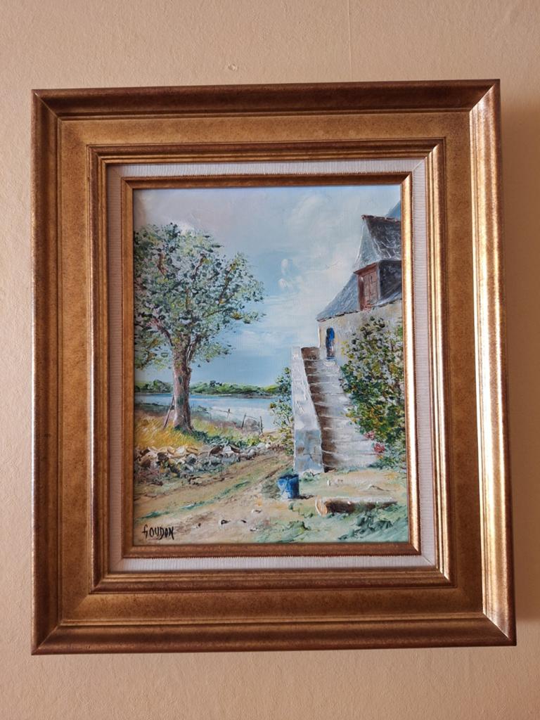 L'escalier  (  Carnac  -  Bretagne ) met kader 50x40, Antiek en Kunst, Ophalen