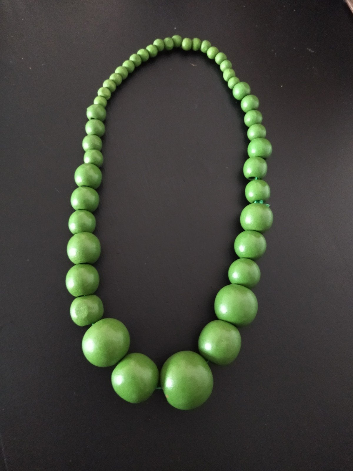 collier de perles en bois, Bijoux, Sacs & Beauté, Enlèvement ou Envoi, Comme neuf, Vert, Bois