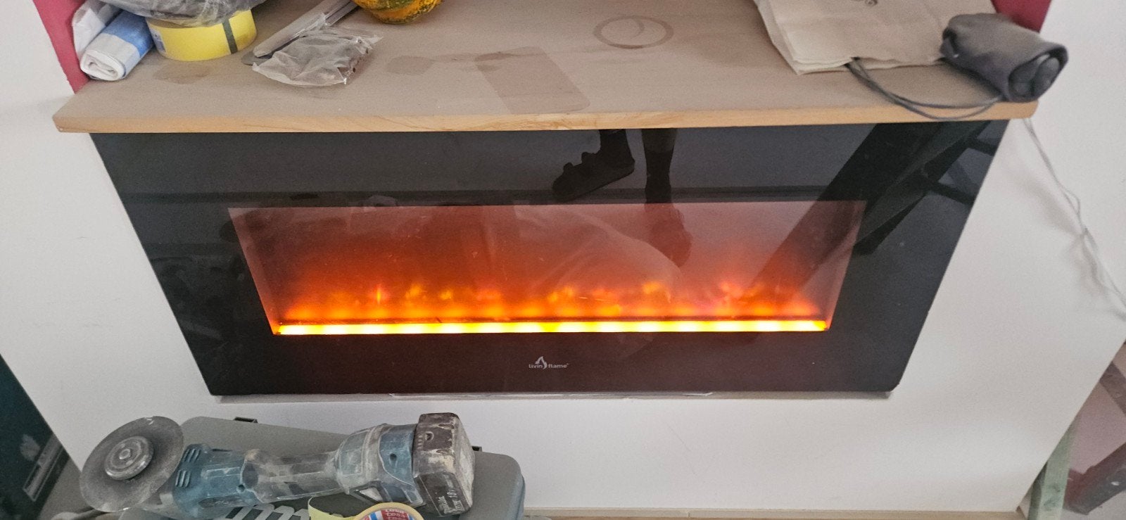Cheminée Living Flame, Enlèvement, Utilisé, Encastré, Cheminée électrique