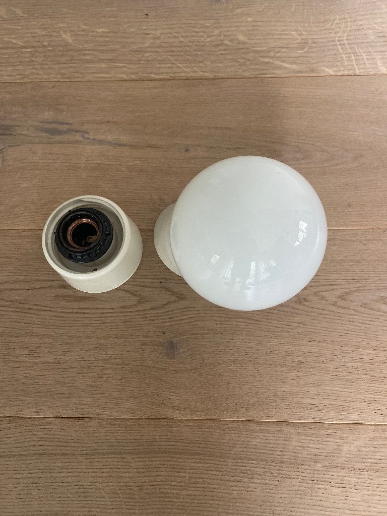 vintage porseleinen wand/plafondlamp met houder, Antiek en Kunst, Ophalen