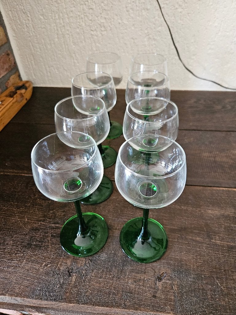 8 vintage wijnglazen, Verzamelen, Glas en Drinkglazen, Ophalen, Gebruikt, Overige typen