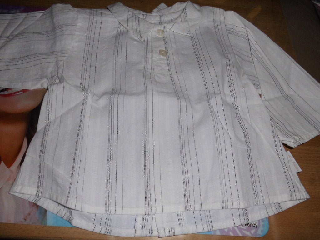 gestreept wit hemd 68, Kinderen en Baby's, Babykleding | Maat 68, Ophalen of Verzenden, Zo goed als nieuw, Jongetje, Overhemdje of Bloesje