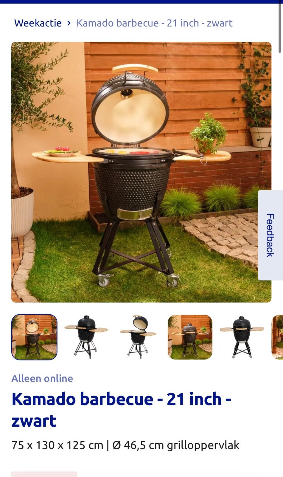 Kamado xl 21inch zwart action, Ophalen, Nieuw, Met accessoires