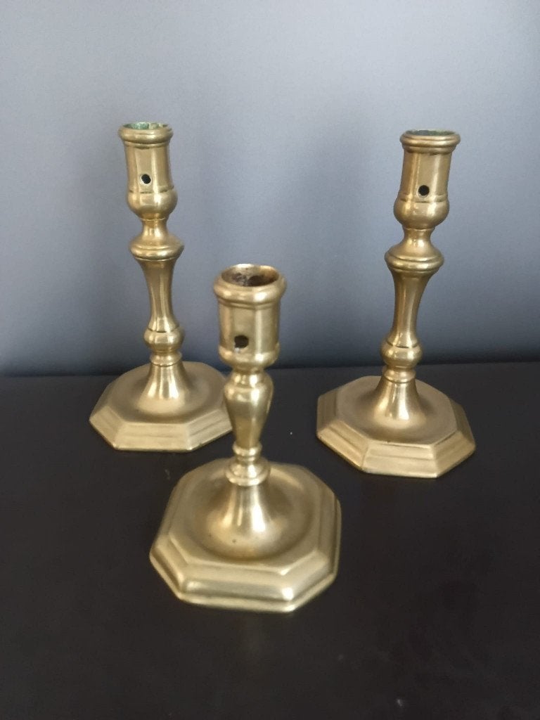 3 18e eeuwse kandelaars, Antiek en Kunst, Ophalen of Verzenden