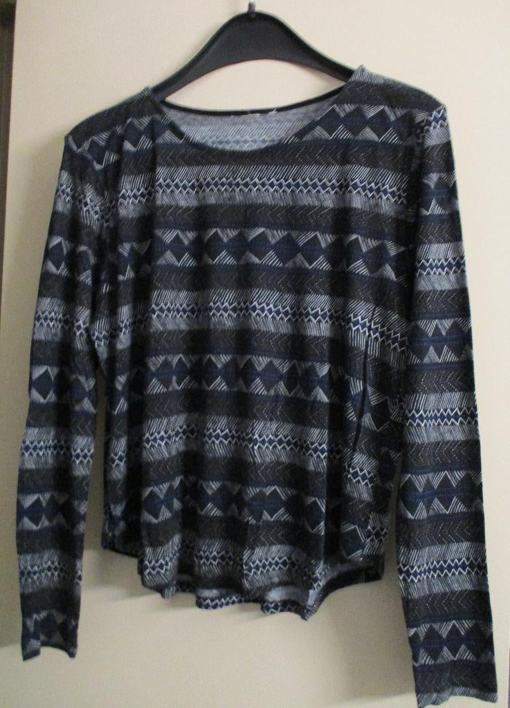 Blauwe blouse / shirt met ruiten en strepen mt M, Ophalen of Verzenden, Zo goed als nieuw, Maat 38/40 (M), Blauw