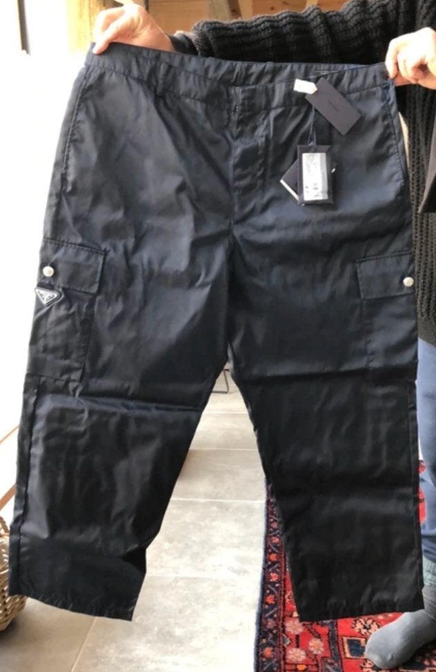 PRADA New marineblauwe broek 54 re-nylon, Maat 52/54 (L), Blauw, Nieuw, Ophalen of Verzenden