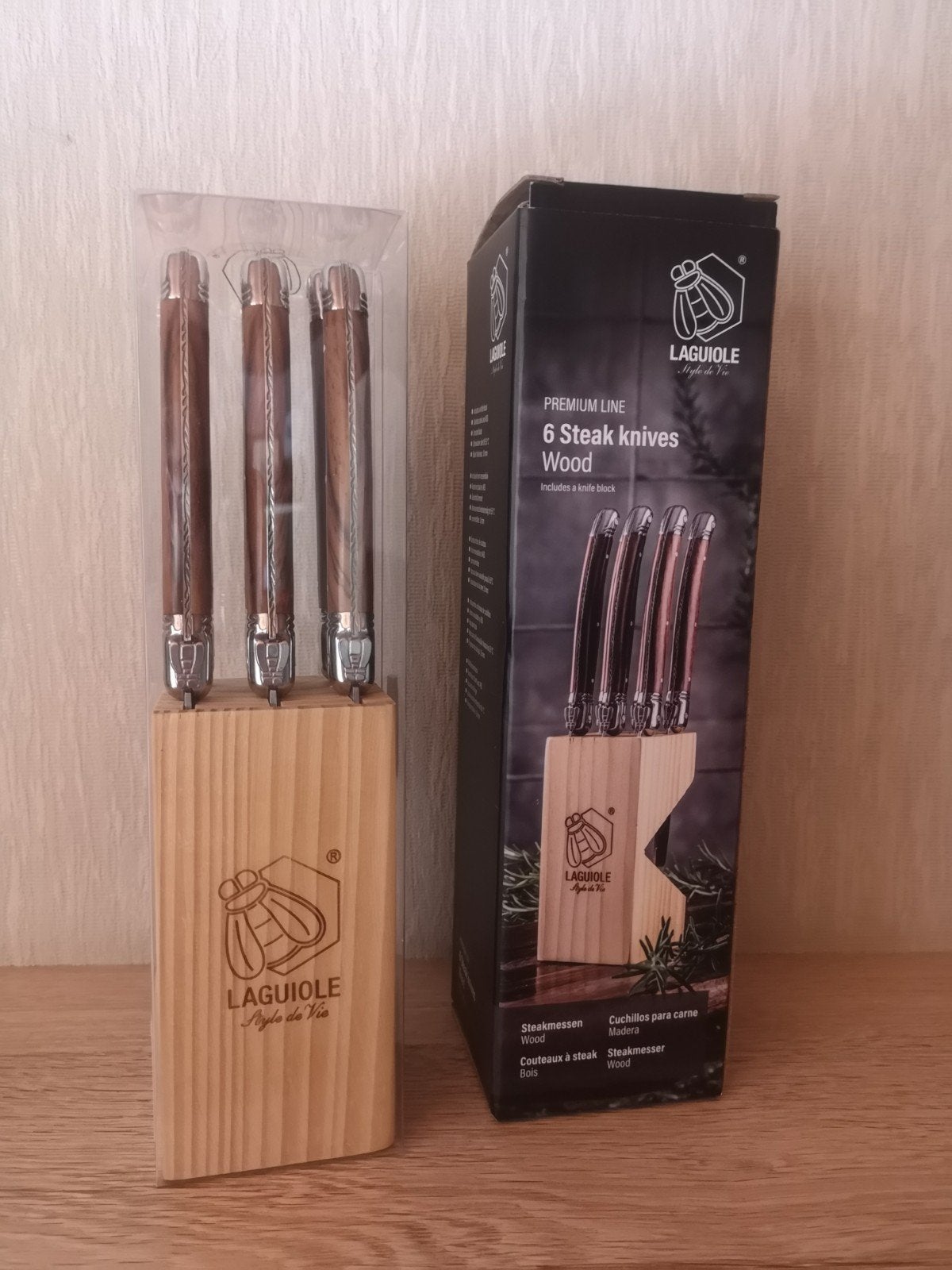 Laguiole 6 steakmessen, Bestekset, Hout, Nieuw, Laguiole