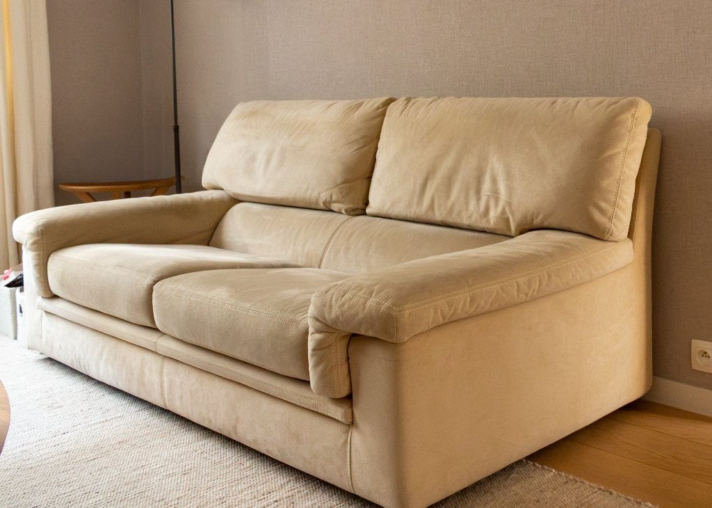 Ensemble de 2 canapés droits en cuir Alcantara, 75 à 100 cm, Quatre personnes ou plus, Enlèvement, Utilisé