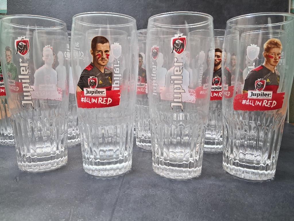 Jupiler bierglazen - Red Devils, Verzamelen, Ophalen, Nieuw, Glas of Glazen, Jupiler