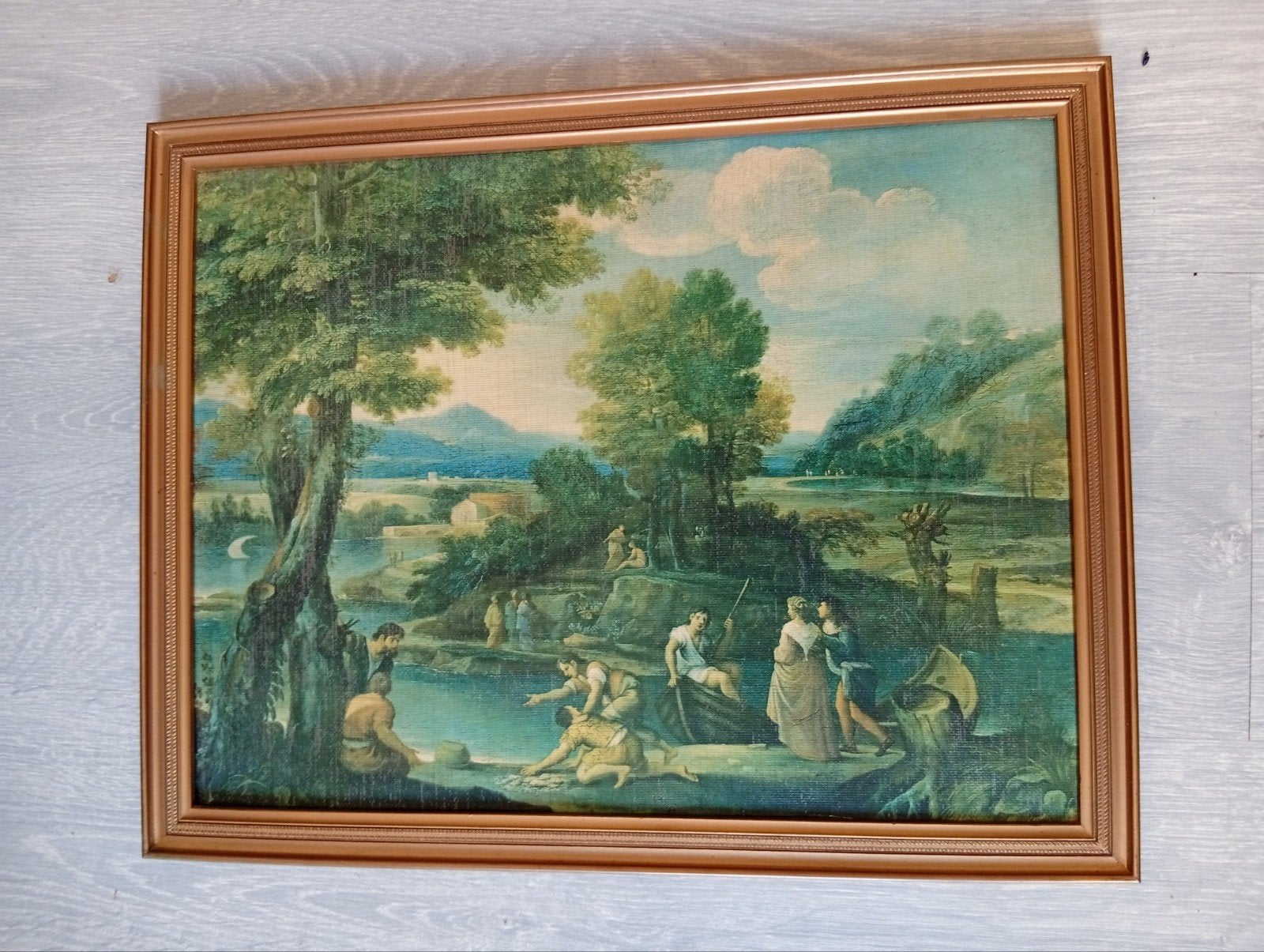 Prachtige vintage landelijke schilderkunst - landelijke en c, Ophalen of Verzenden, Klassiek, Doek