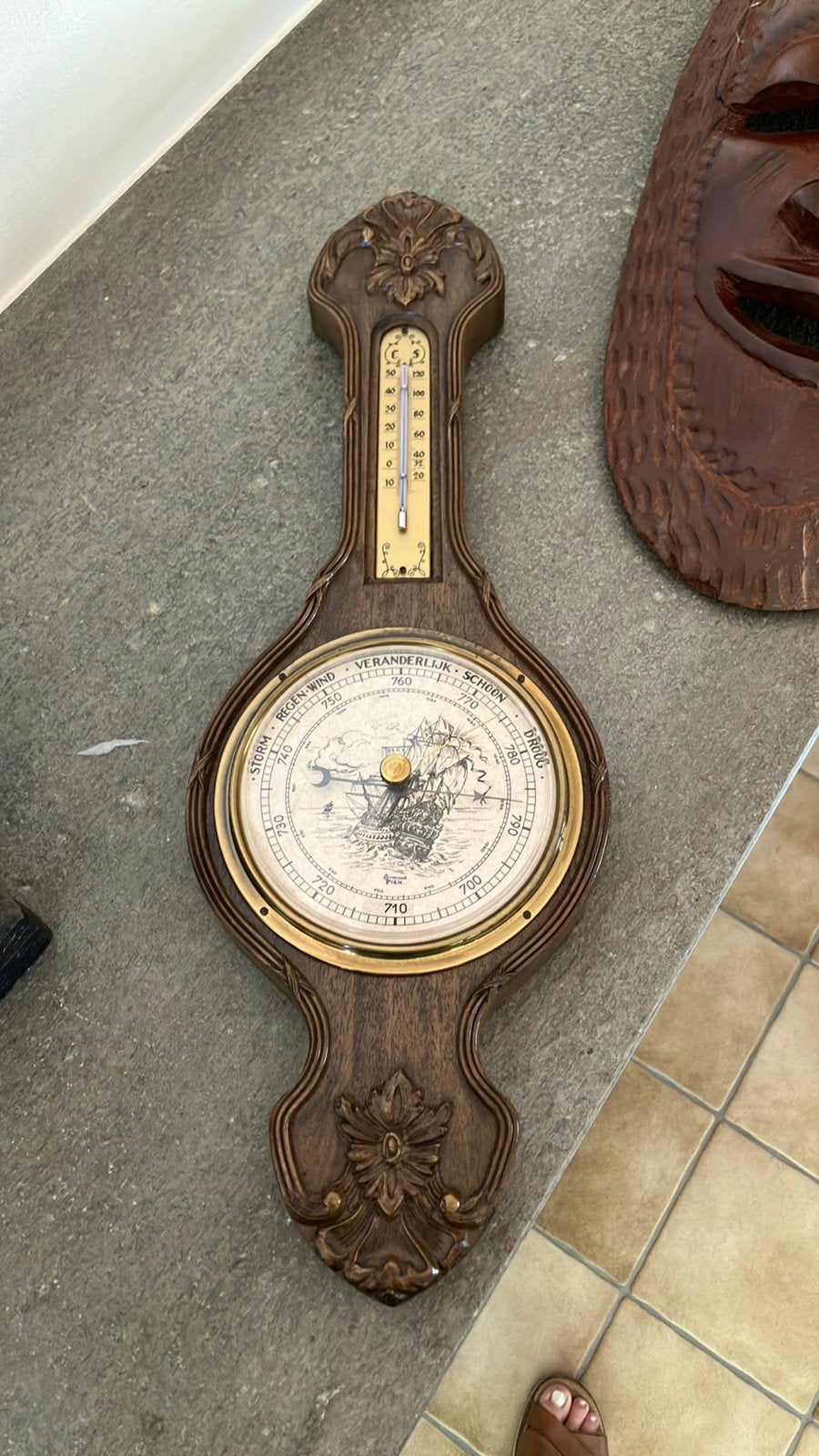 Vintage houten barometer, Enlèvement, Comme neuf, Baromètre