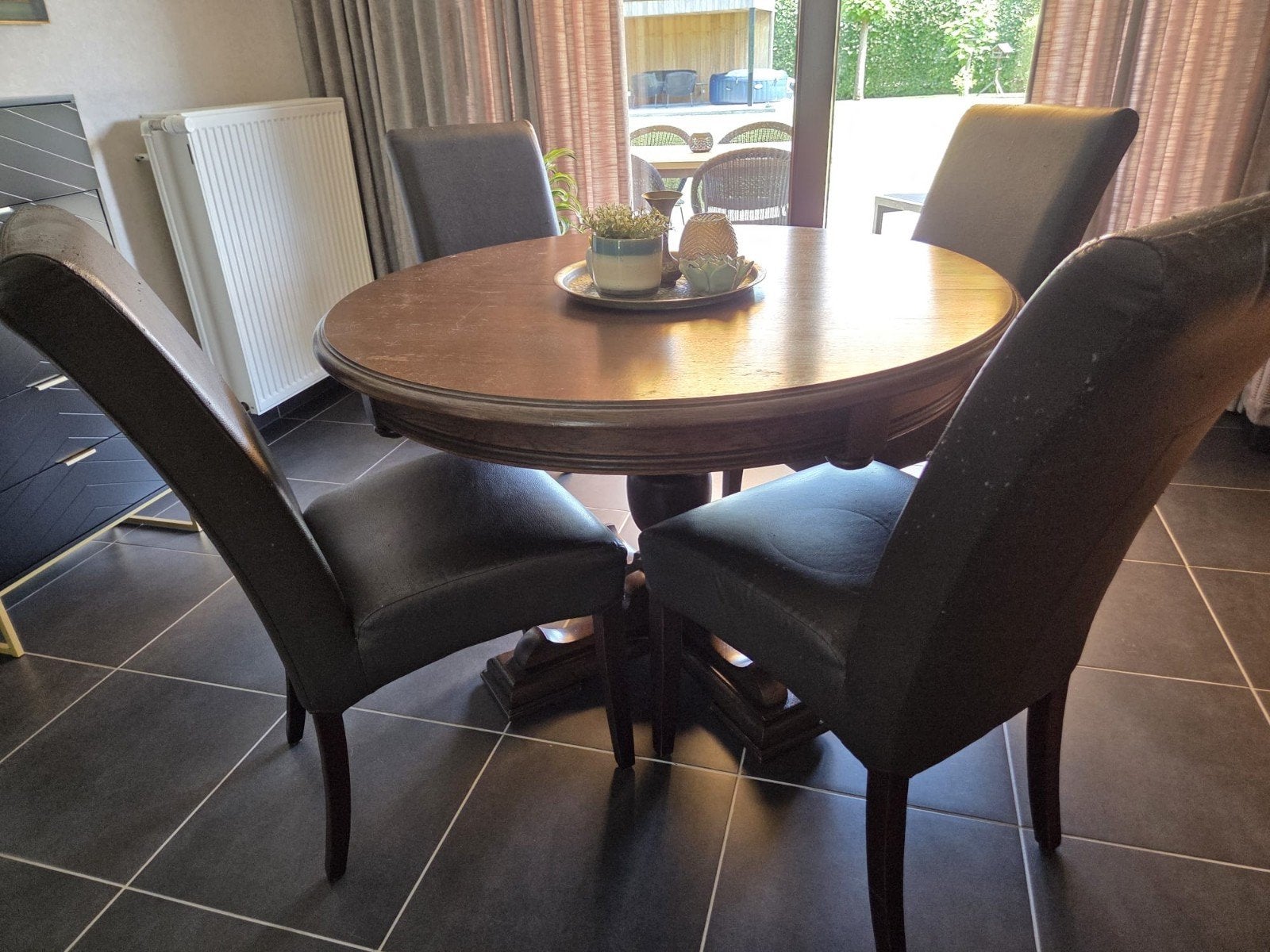 massief eiken eettafel (verlengbaar), Ophalen, Overige vormen, Eikenhout