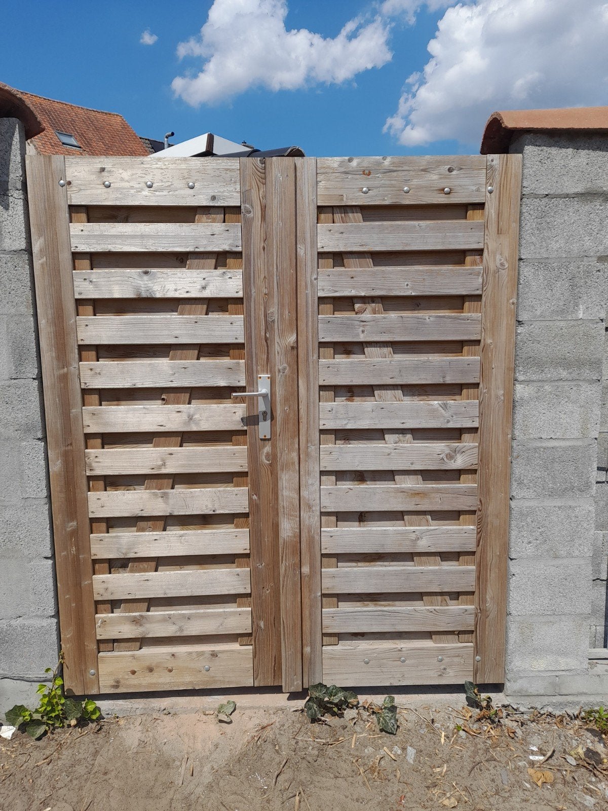 tuinpoort dubbele, Tuin en Terras, Schuttingen, Zo goed als nieuw, Hout, 1 tot 2 meter, Minder dan 3 meter, Ophalen