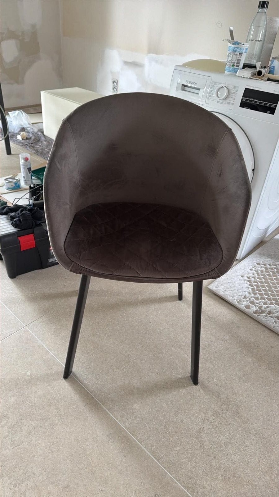 Velvet eetkamerstoel Kick Collection, Huis en Inrichting, Ophalen, Drie, Zo goed als nieuw, Stof