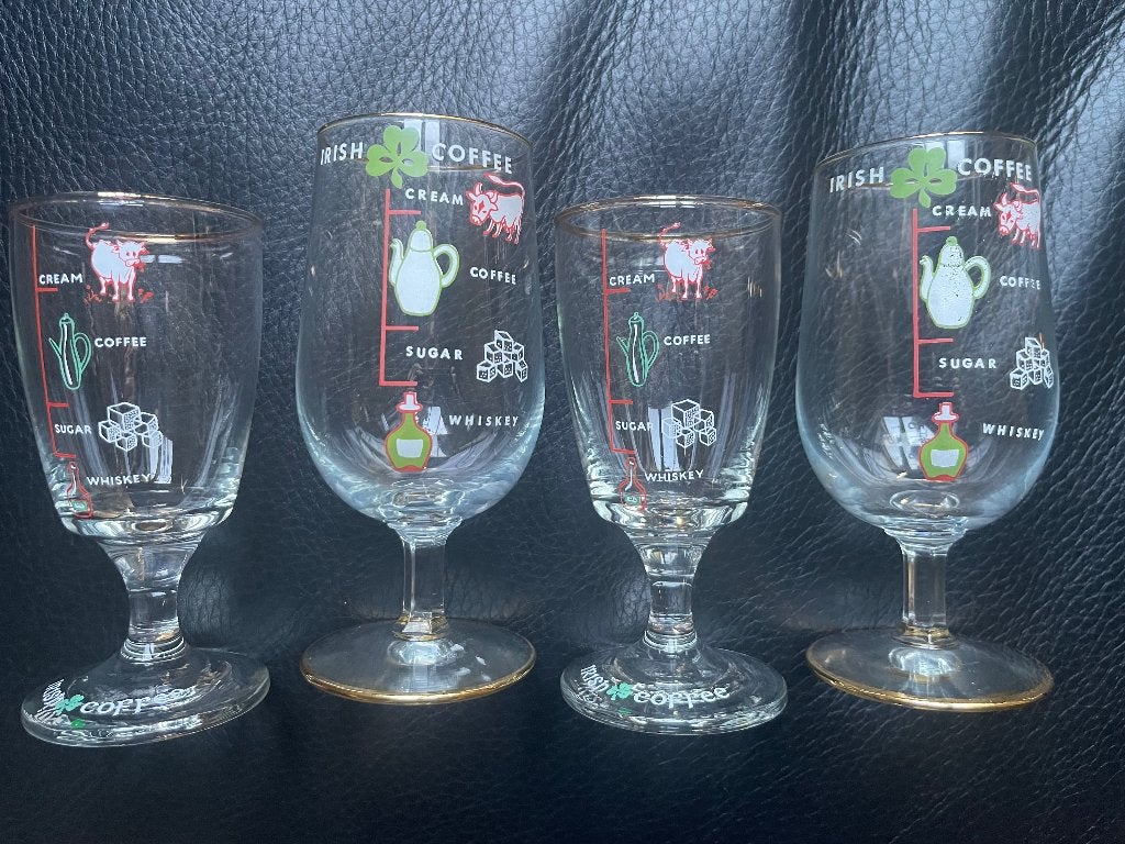 4 vintage leuke Irish coffee glazen, Verzamelen, Glas en Drinkglazen, Ophalen of Verzenden, Gebruikt, Bierglas