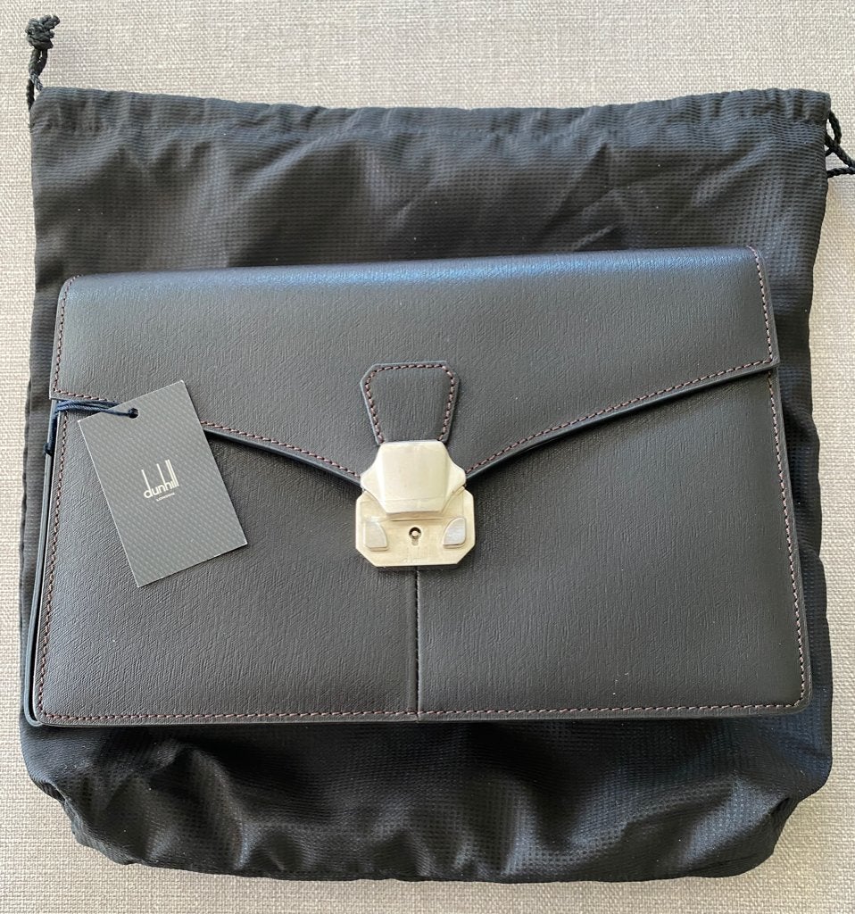 Dunhill Sidecar Leather Clutch / Second Bag, Ophalen, Nieuw, Zwart, Avondtasje
