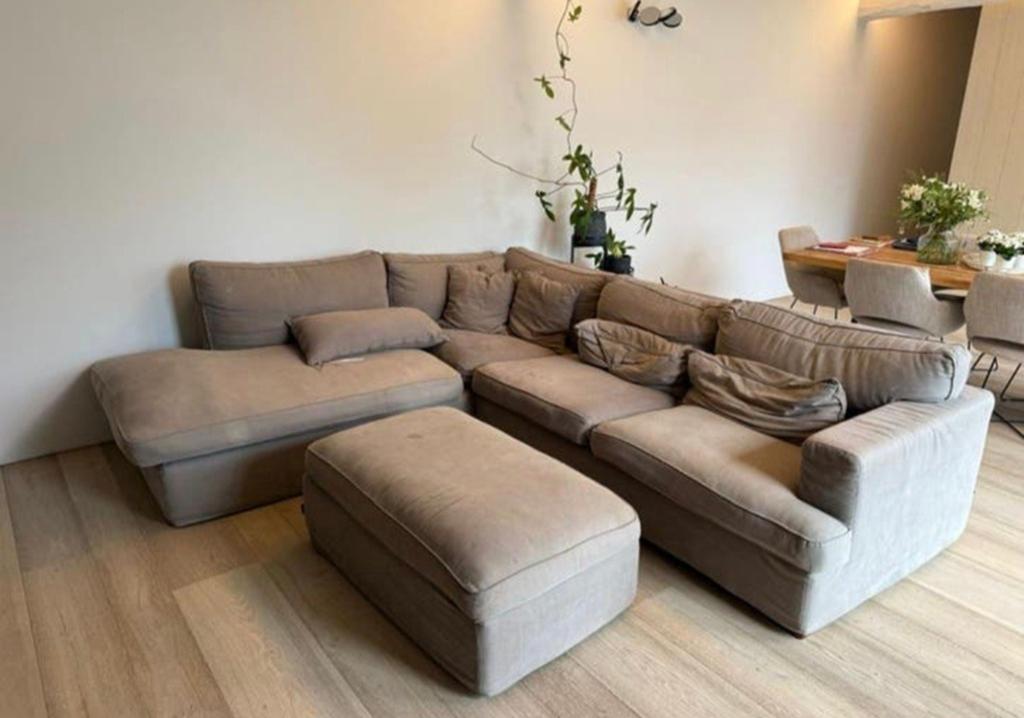 ️Rivièra Maison hoekbank + hocker – zeer comfortabele, Ophalen of Verzenden
