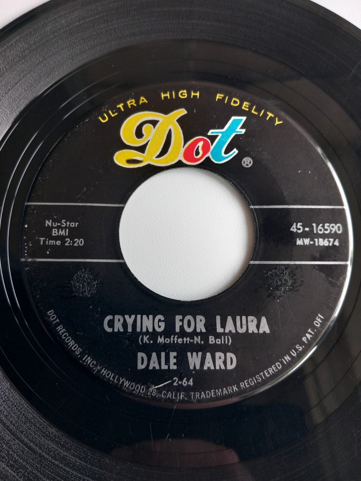 DALE WARD. CRYING FOR LAURA. 60s USA 45T, Cd's en Dvd's, Ophalen of Verzenden