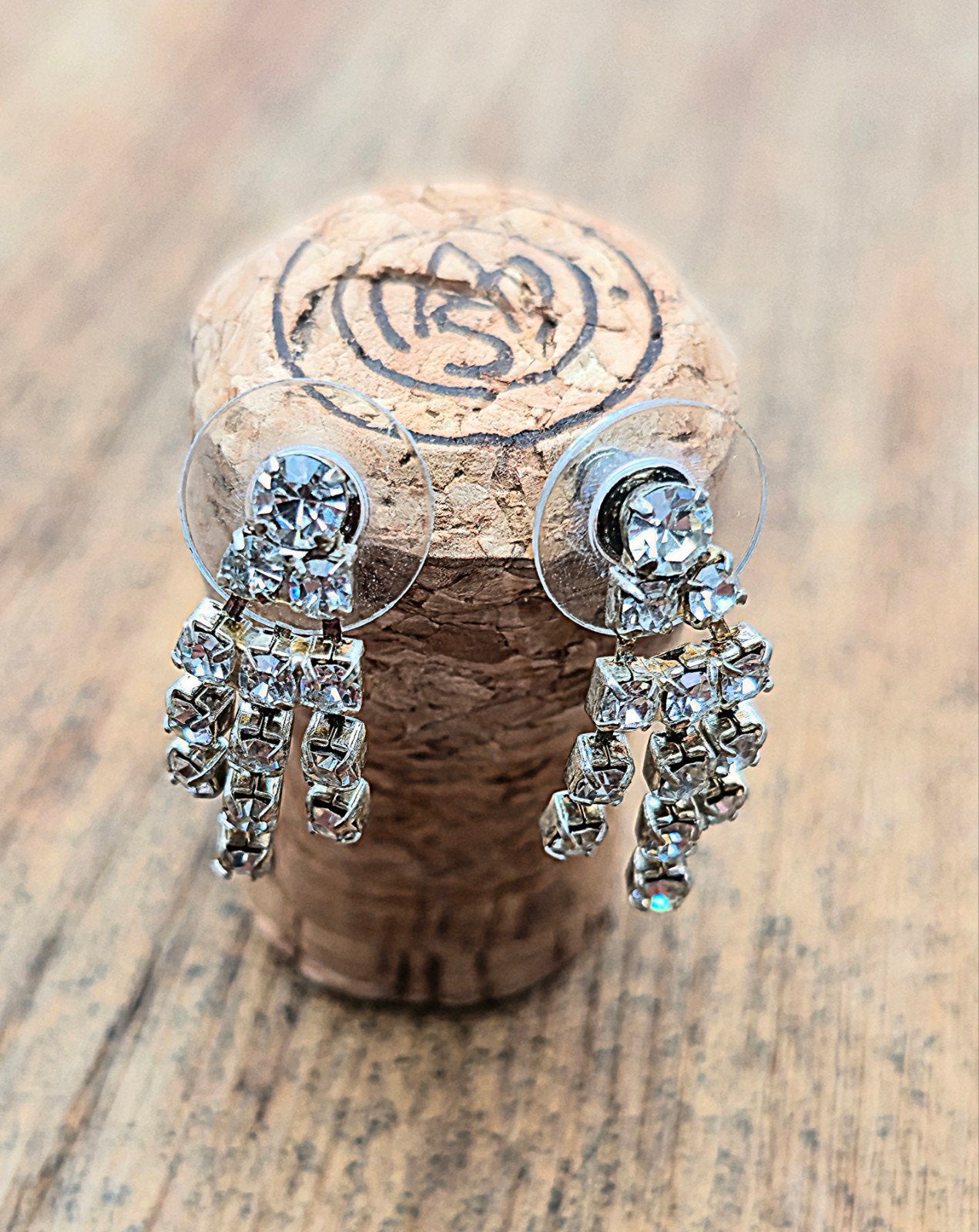 Boucles d'oreilles pendantes en argent avec strass, Enlèvement ou Envoi, Comme neuf, Argent, Pendantes