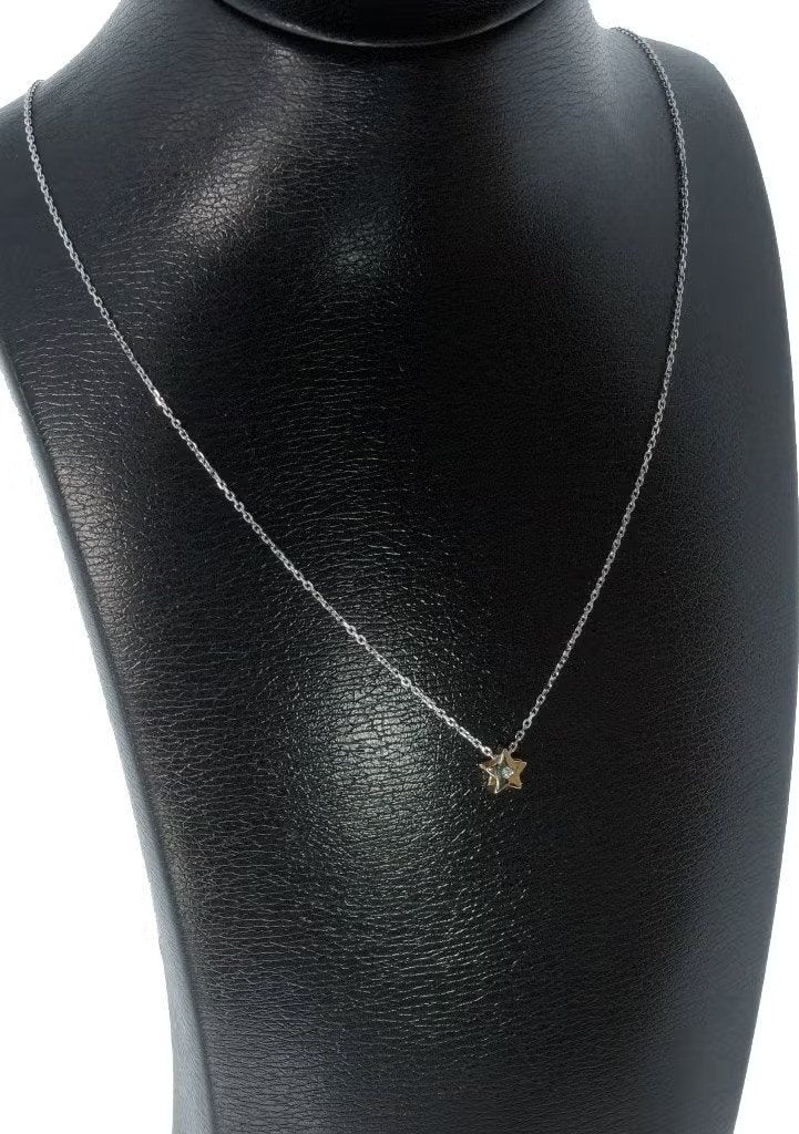 Nieuwe briljant 14k ketting en hanger goud ster zirkonia, Handtassen en Accessoires, Ophalen of Verzenden, Zo goed als nieuw, Met edelsteen