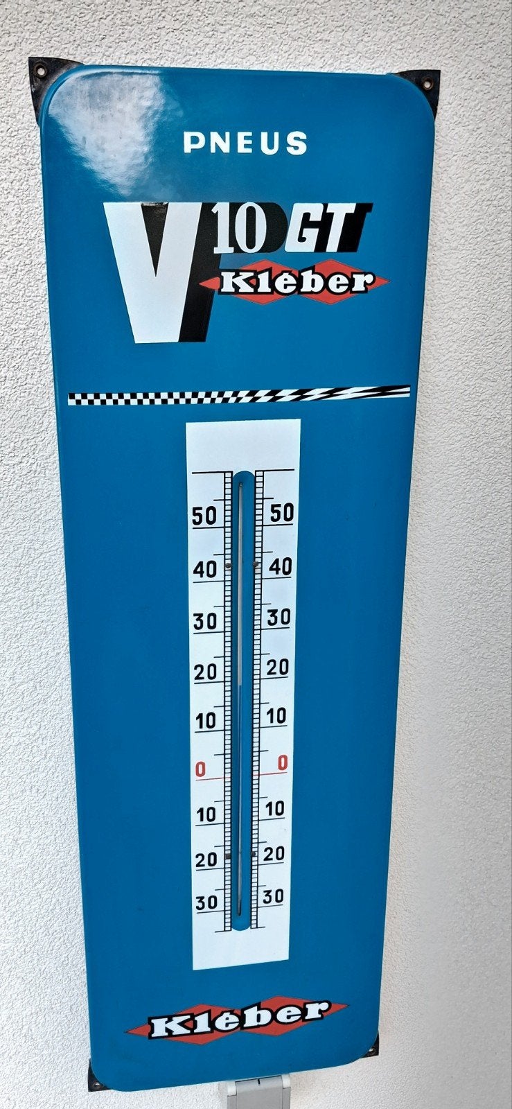 Emaille thermometer KLEBER autobanden ca 1950, Verzamelen, Ophalen of Verzenden, Reclamebord