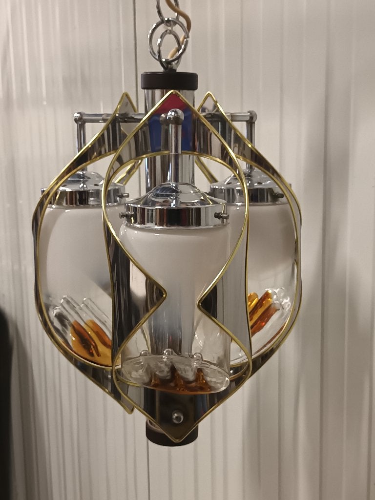 Lampe suspendue en verre de Murano Space Age — Italie 1970, Verre, Enlèvement