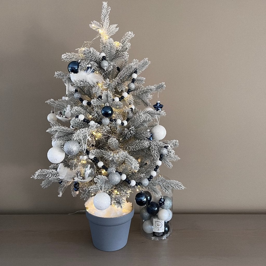 Mooi aangeklede kerstboom met sneeuw 100cm, Ophalen, Gebruikt