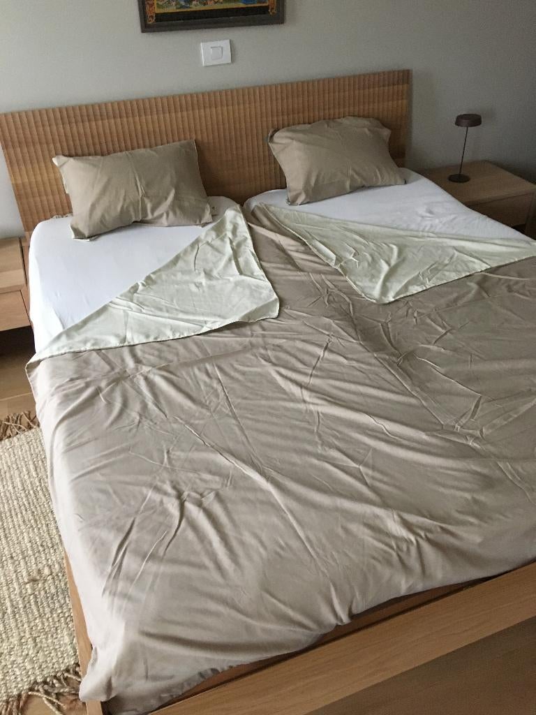 housse de couette en coton et 2 taies d'oreiller, Enlèvement ou Envoi, Beige, Housse de couette, Comme neuf