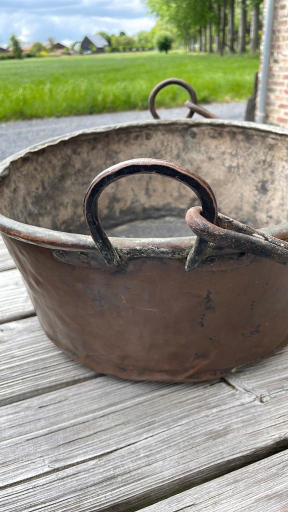 Oude koperen ketel pot, Antiek en Kunst, Ophalen, Koper