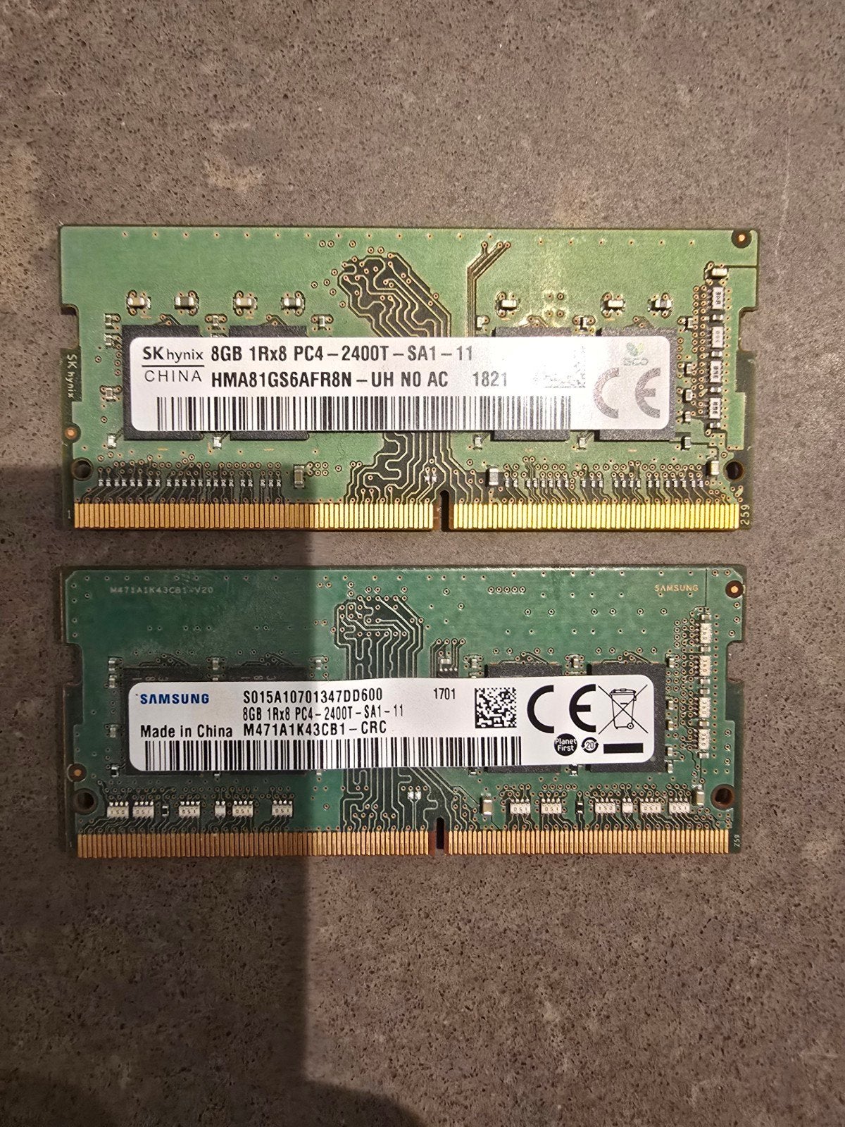 16GB (2x8GB) DDR4-2400 SODIMM Lgeheugen (SK hynix + Samsung), Ophalen of Verzenden, DDR4, Laptop