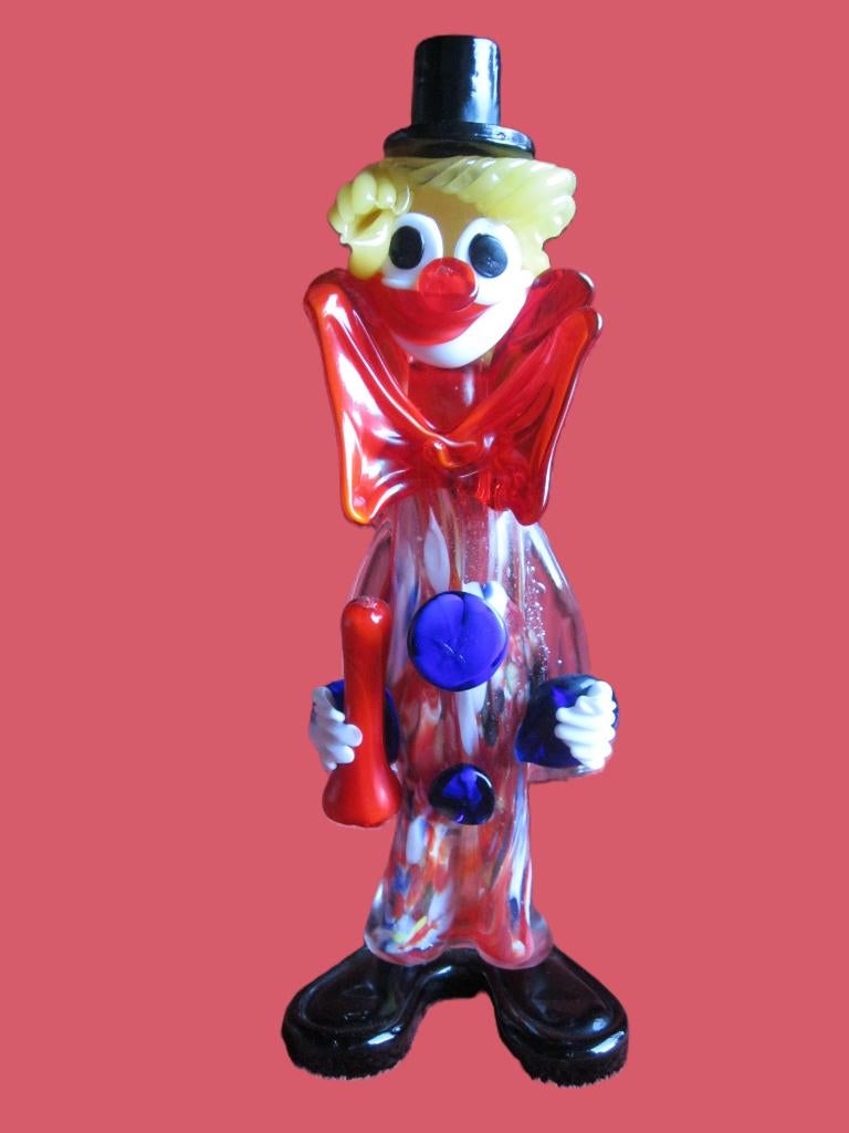 Clown met fles in de hand, Murano (26cm hoogte)., Enlèvement