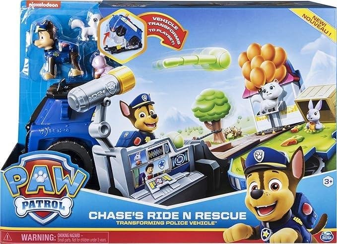 PAW Patrol Chase's Ride 'n' Rescue voertuig 2-in-1 speelset, Ophalen of Verzenden, Zo goed als nieuw