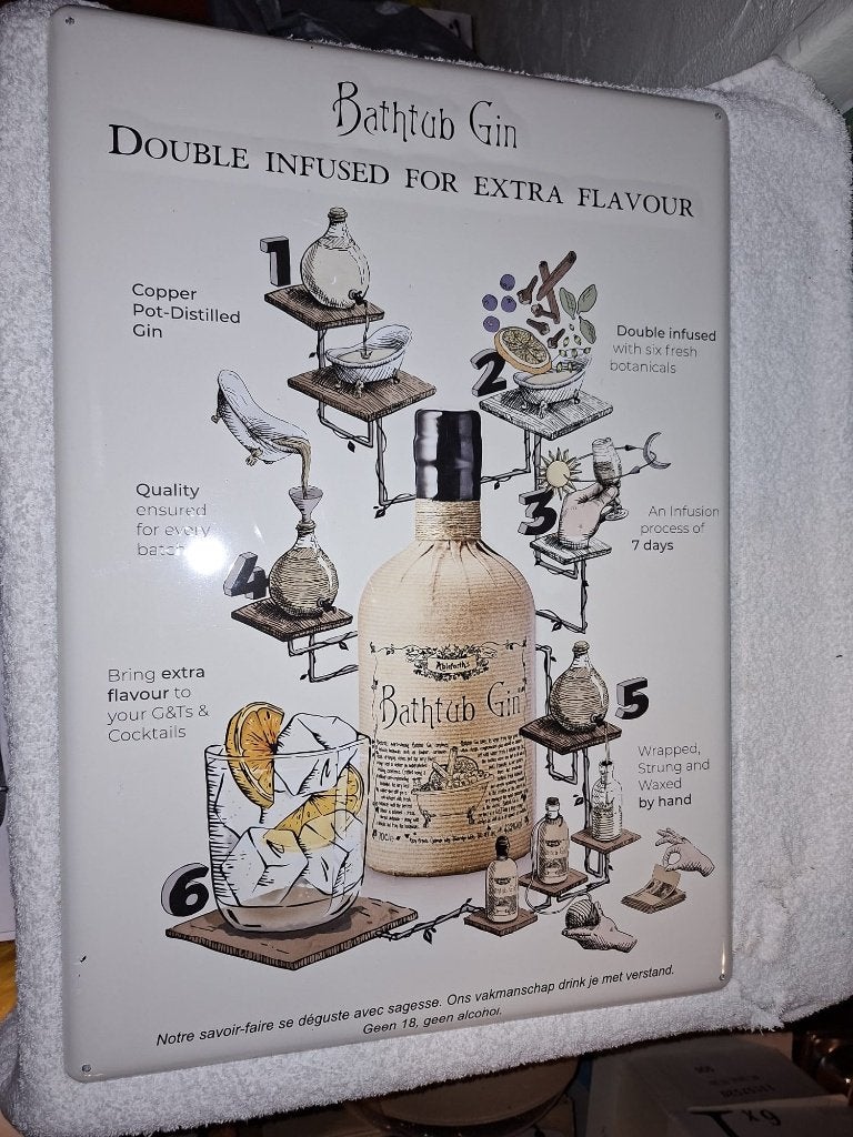 grote ijzeren email reclame plaat Gin,jaren 2010, Enlèvement ou Envoi