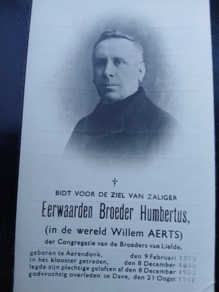 E broeder humbertus (willem aerts) overl 1941, Verzenden, Bidprentje