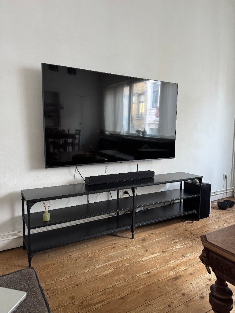 Zwart tv-meubel met open opbergruimte, Ophalen, Gebruikt