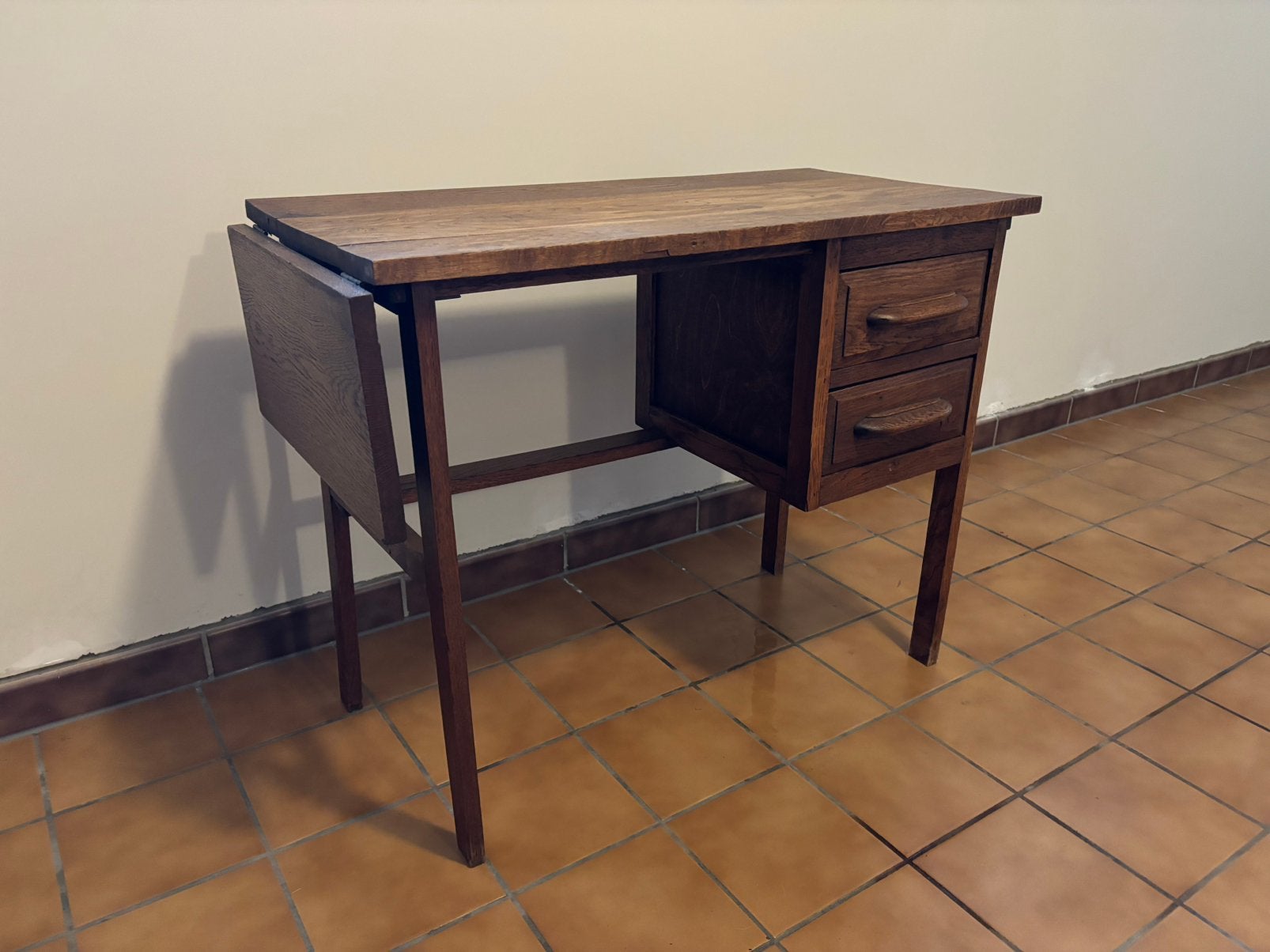 Houten bureau – inklapbaar – houtnerf - vintage uitstraling, 110 cm, 44 cm, Vintage, Enlèvement