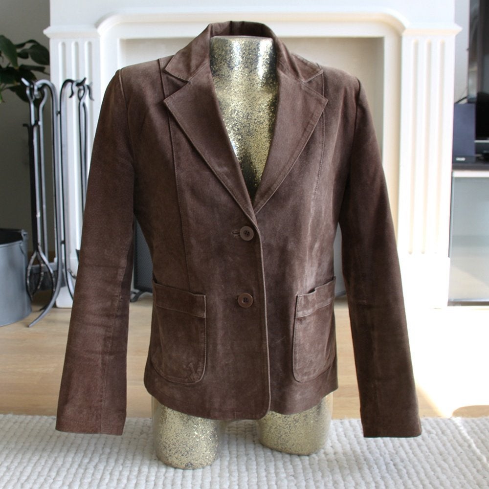 Veste LIV en daim marron (taille 38) €30, -, Vêtements | Femmes, Taille 38/40 (M), Comme neuf, Brun, LIV -