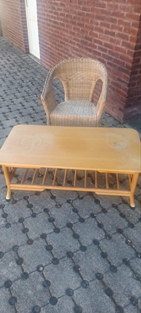 rotan tafel met stoel, Ophalen, Gebruikt, Bijzettafel, Rotan