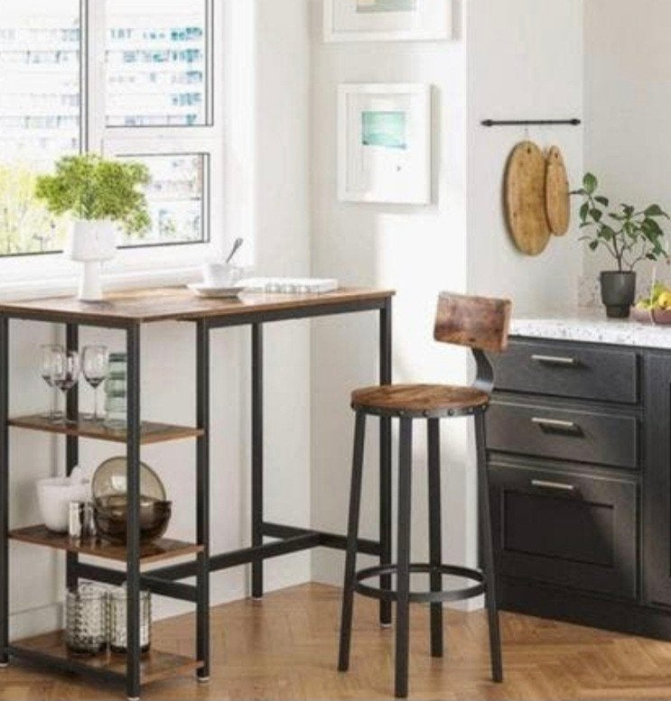 Hoge tafel / Bar met twee stoelen (Bartafel of keukentafel), Ophalen of Verzenden
