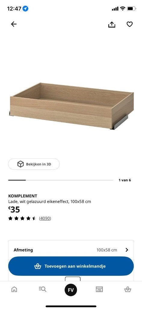 Komplement lade ikea (4 stuks), Neuf, Moins de 25 cm, Enlèvement, 50 à 100 cm