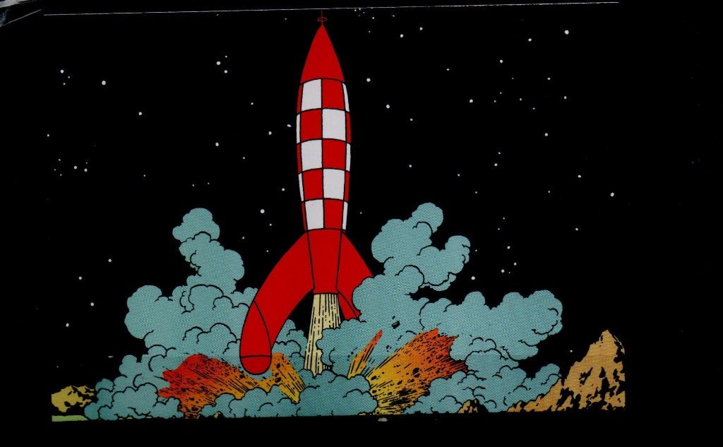 Carte postale : Hergé : Tintin - On a Marché sur la Lune, Enlèvement