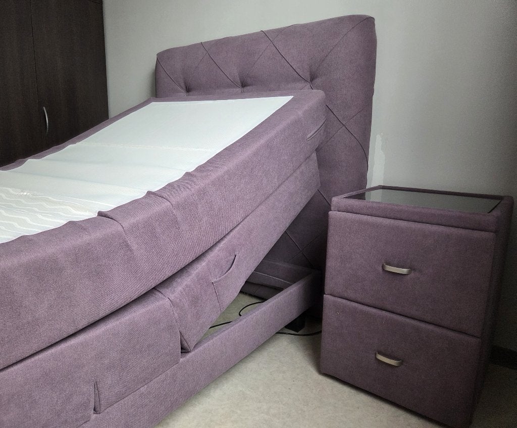 Elektrische boxspring met bijhorend nachtkastje, Maison & Meubles, 90 cm, Une personne, Enlèvement, Utilisé