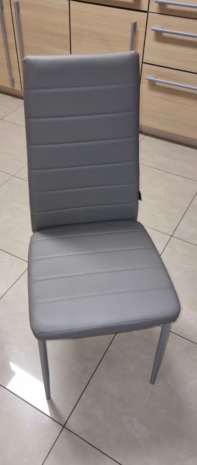 6 NIEUWE eetkamer stoelen leatherlook grijs VASTE PRİJS, Enlèvement, Neuf, Gris