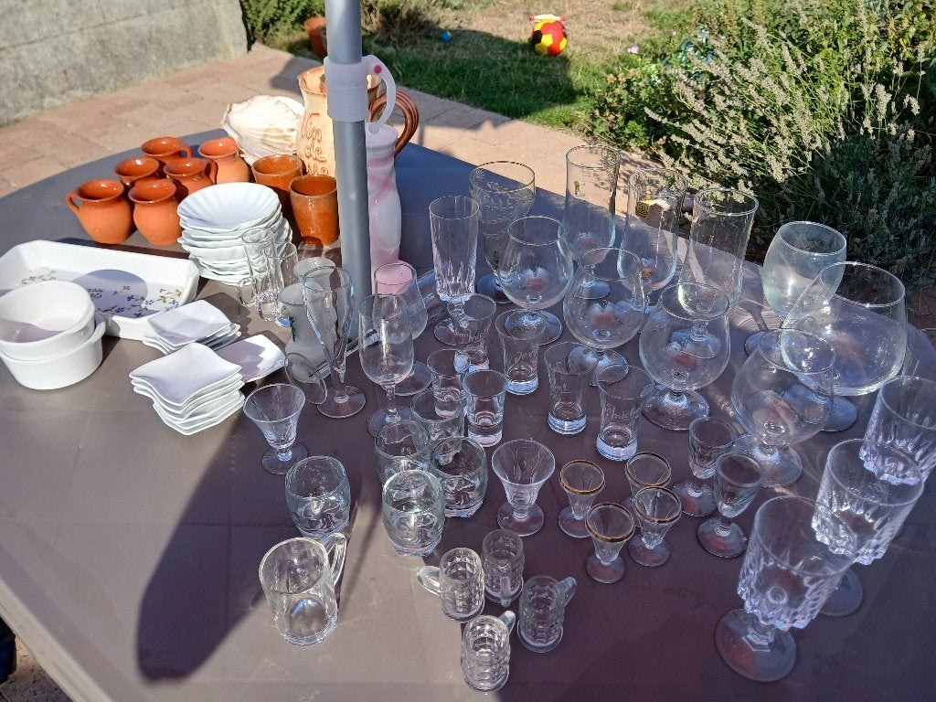 Lot brocante verres et petite vaisselle, Enlèvement, Utilisé