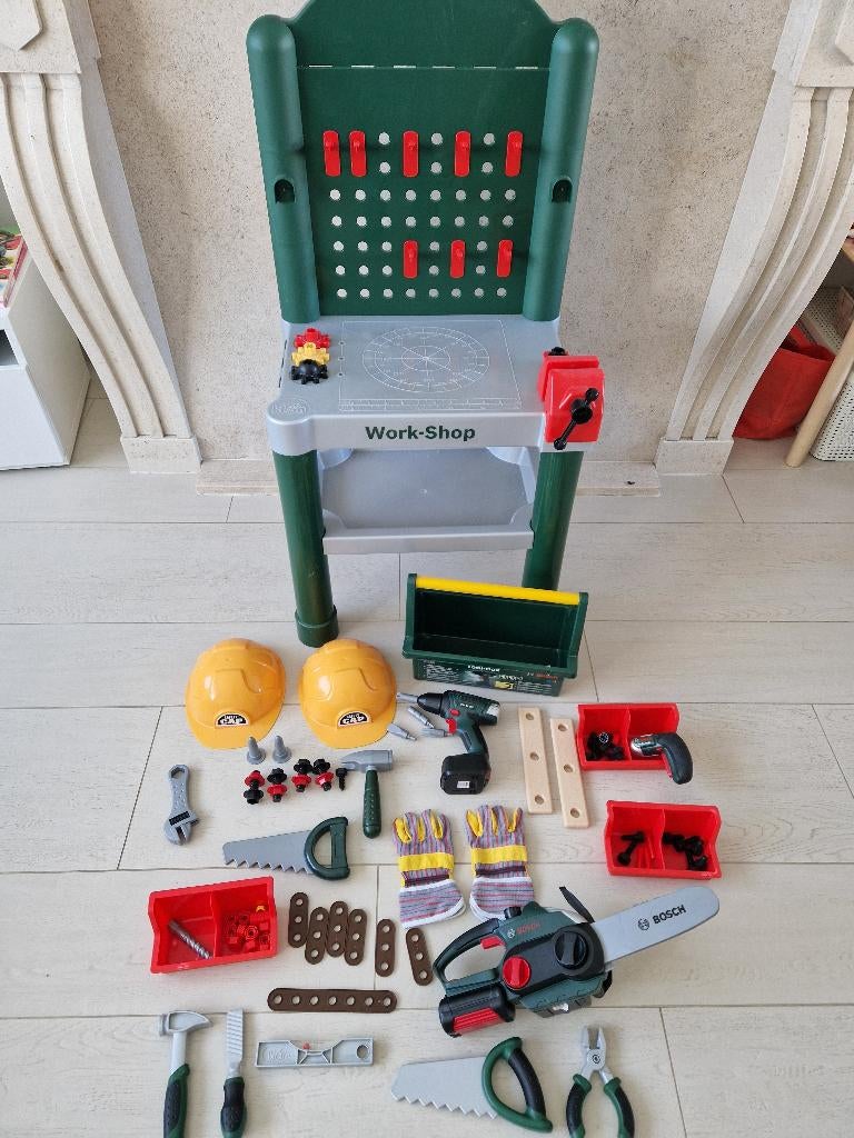 werkbank bosch theo klein met veel accessoires, Ophalen, Gebruikt